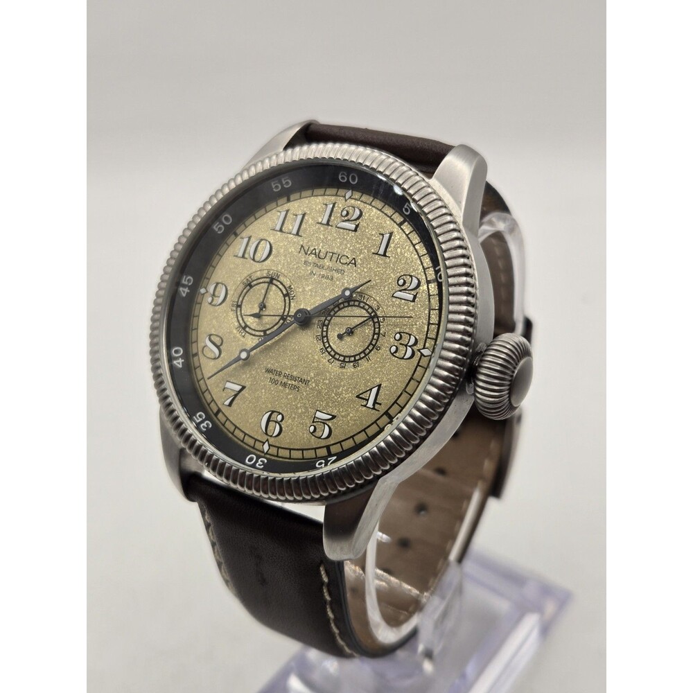 Nautica A16521 Men's 46mm Vintage-Inspired Watch. New Battery. MINT. - Picture 3 of 14